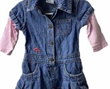 Carters Watch the Wear Blue  Denim Baby Girl 12 Month Dress Embroidered - £5.86 GBP