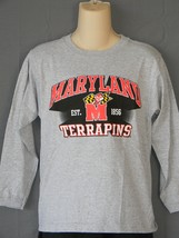 Maryland Terrapins T-shirt BOYS Size XL 18 Flag Logo NEW Longsleeve Terps Gray - $12.84