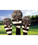 3 Pc MAJEK BLACK WHITE classic KNIT Pom Pom golf clubs Headcover Head co... - $720.62 MXN