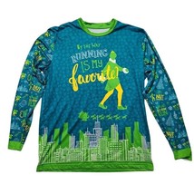 Elf Christmas Movie Themed Long Sleeve Running Shirt Mens Size M Buddy NYC - £20.26 GBP