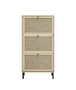 Modern Rattan 3-Door Shoe Rack Cabinet - Entryway Storage - $216.10 CAD