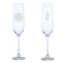 Engraved King Charles III Coronation Dartington Champagne Glass, Front and Back  - £12.57 GBP