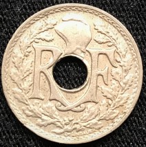 1923 Thunderbolt Privy Mark France  5 Centimes Coin Poissy Mint - $9.90