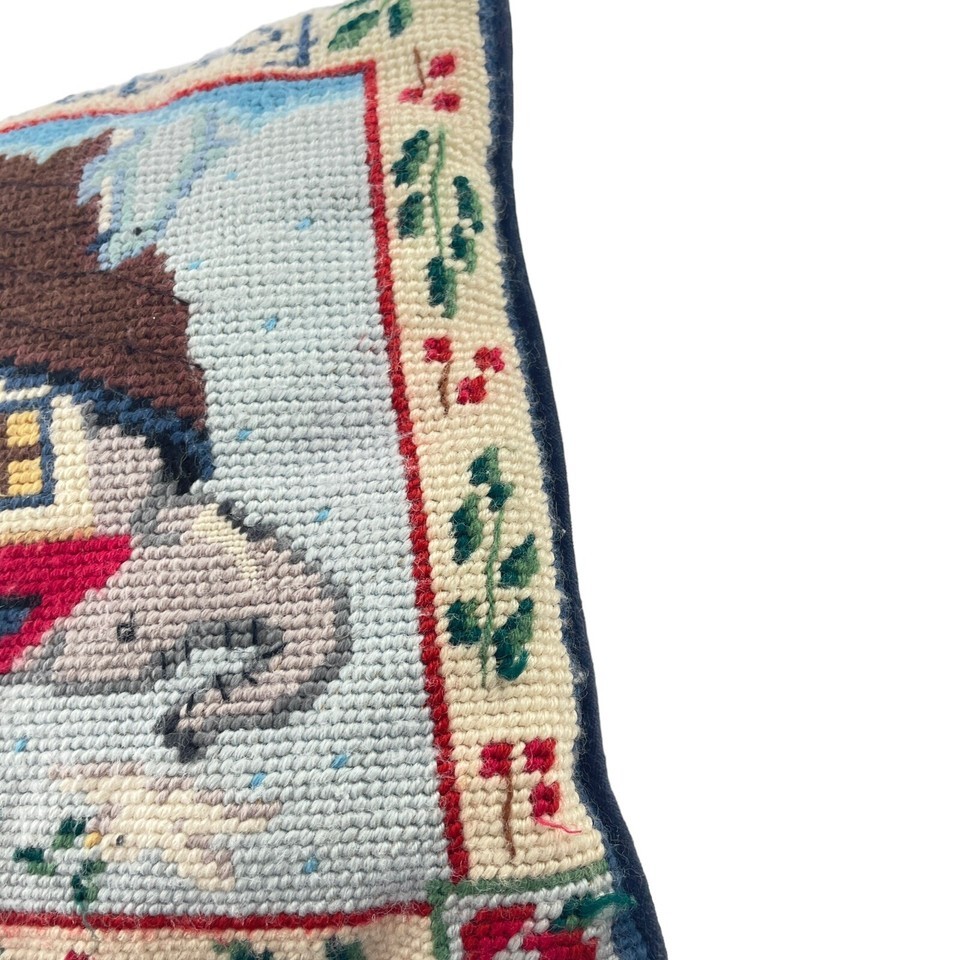 Noah's Ark Cross Stitch Pillow Handmade Needlepoint 9 x 14 in. Bible Story Item image 8