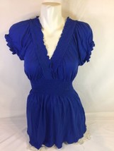 Canyon River Women Blue Blouse Size M Made In China 100% Rayon Bin54#13 - $26.90