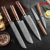 5-Piece Chef Knife Set Damascus Knitchen Knives Japanese Santoku Paring Petty - £30.87 GBP+