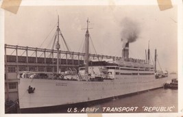 Ship U.S. Army Transport Republic Cruise Ship 1941 RPPC Real Photo Postcard E24 - £12.05 GBP