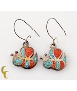 .925 sterling Silver Turquoise/Coral Bee Shaped Earrings - $53.00