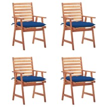  Patio Chair Set of 4 Royal blue cushion, wood brown chair - $7,778.22 MXN