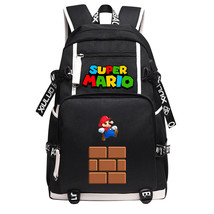 WM Super Mario Backpack Daypack Schoolbag Bookbag Large Bag Bricks - £29.14 GBP