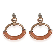 Hermès Loop Earrings With Brown Calfskin Leather Women Metallic One Size - £584.64 GBP