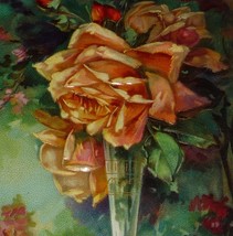 Yellow Roses In a Vase With best Wishes Antique Greeting Postcard - £3.61 GBP