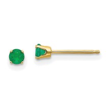 14K Gold Round Emerald May Stud Earrings Jewelry 3mm 3mm x 3mm - £58.65 GBP