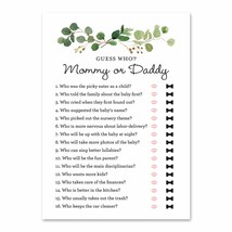 24 Greenery Guess Who Mommy Or Daddy Game - Mom Or Dad Quiz - £21.89 GBP
