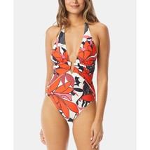 Vince Camuto Halter One Piece Swimsuit Red Floral Size 4 U-Wire New Slimming - £29.53 GBP