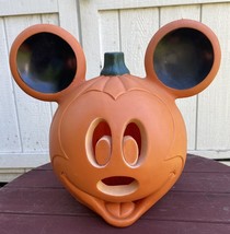 Vintage 11” Mickey Mouse Lighted Pumpkin Blow Mold Jack O Lantern Halloween - $35.99