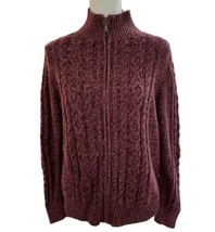 LL Bean Cardigan Sweater Womens PL Cable Knit Full Zip Long Sleeve Pink ... - £23.60 GBP