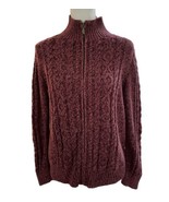 LL Bean Cardigan Sweater Womens PL Cable Knit Full Zip Long Sleeve Pink ... - $29.69