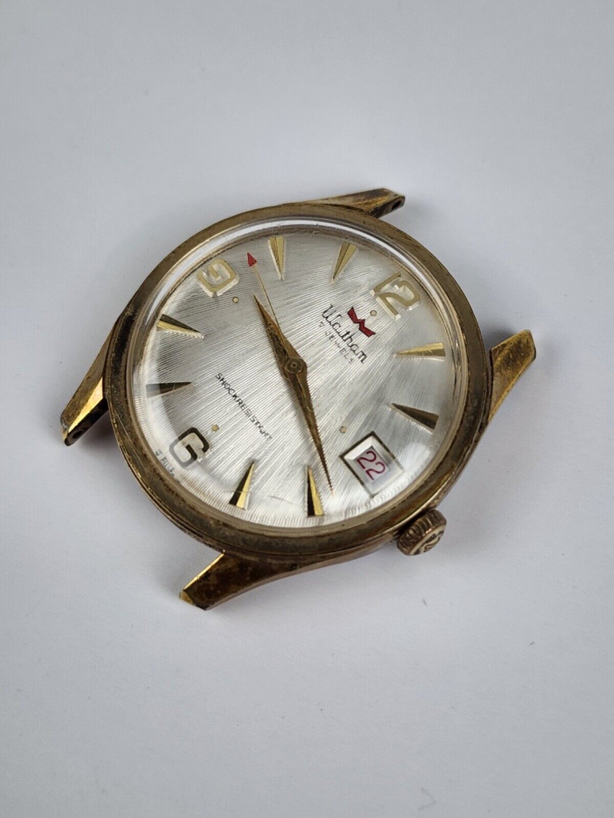 Men’s Vintage Waltham 17j Swiss Watch Manual Wind Date Red Indicator Arrow Runs - $98.99