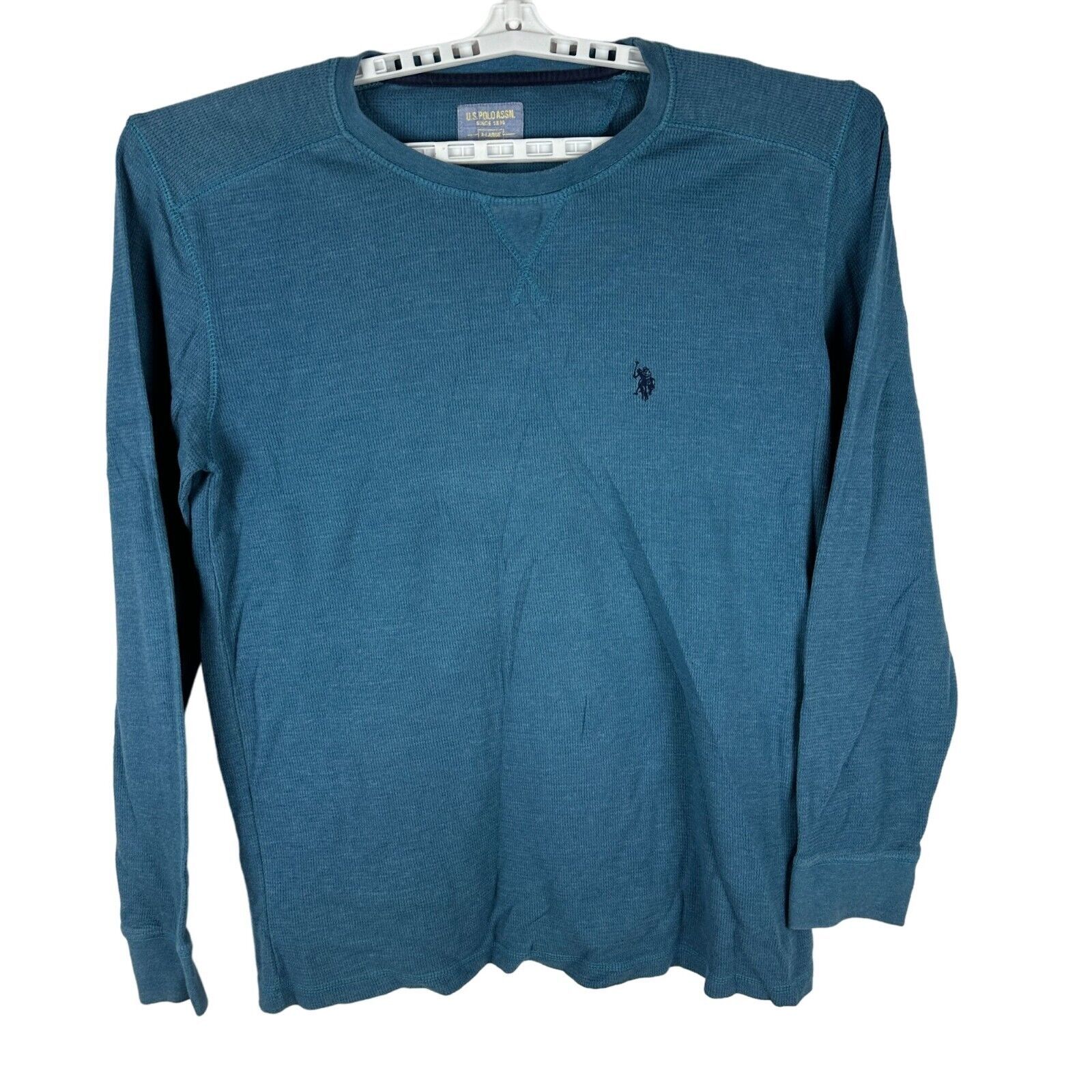 U.S. Polo Assn. Men&#39;s X-Large Teal Long Sleeve Crew Neck Shirt Cotton/Po... - $14.00