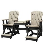 2 ADIRONDACK GLIDER BALCONY CHAIRS with TABLE - Gray &amp; Black 4 Season Se... - €1.284,11 EUR