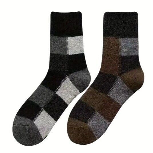 Primary image for Retro Thermal Soft Comfortable Socks 2 Pairs Casual Fall Winter Warm Black Gray