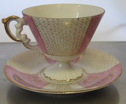 Vintage National Potteries Bone China Teacup &amp; Saucer Marked C-6912 - £15.73 GBP