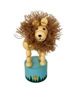 Antique Lion Figure Toy Push Button Circus king carnival wooden wood fur... - £23.42 GBP