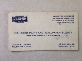 Vintage 40s 50s Business Trade Card Concord NH Paint Wallpaper James Urlwin - £13.32 GBP