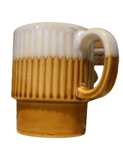 Vintage Stacking Ceramic Coffee Mug Tan &amp; Cream Made in Japan  - £14.17 GBP