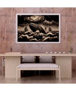 Whale Art Print, Nautical Wall Decor,  Seafaring Theme Canvas - $1,109.09 MXN