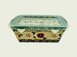 Temptations by Tara Mini Holiday Loaf Pan Ovenware with Lid 12 oz. Hand Painted - £8.78 GBP