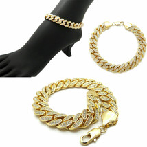 New Women&#39;s Fashion 12mm/11&quot; or 12&quot; Box Lock Ice Bling Cuban Chain Ankle... - $26.55