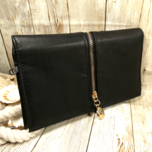 Women&#39;s Black Faux Leather Clutch RFID Blocking Front Zip Bifold Wallet - $9.85