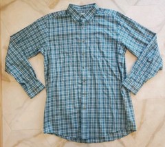 Vintage L.L. Bean Traditional Fit Button Down Shirt Teal White Plaid Siz... - £18.99 GBP