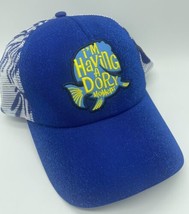 Disney Parks Finding Dory I&#39;m Having A Dory Moment Blue Glitter Mesh Hat Cap - £9.35 GBP