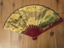 Japanese Art Silk Hand Folding Fan Along The River During Quingmin Festival - £21.51 GBP