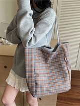 Plaid Pattern Tote Bag - $24.99