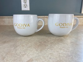 Godiva Belgium 1926  White and Gold 16oz Set Of Two Mugs - £8.69 GBP