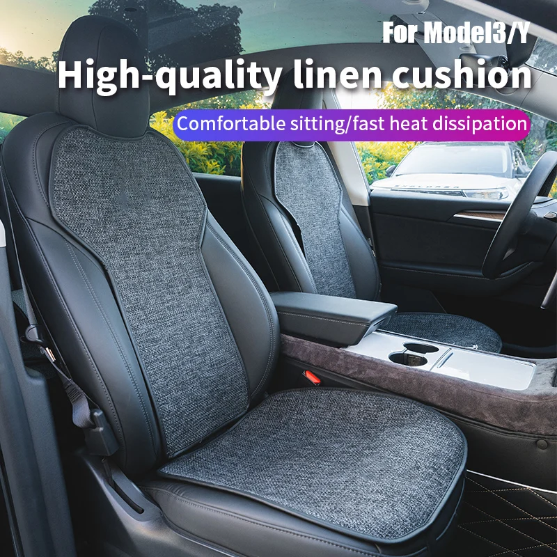 car seat cushion For tesla model 3 2018-2023 2024/Model Y Linen cotton seat - £22.00 GBP+