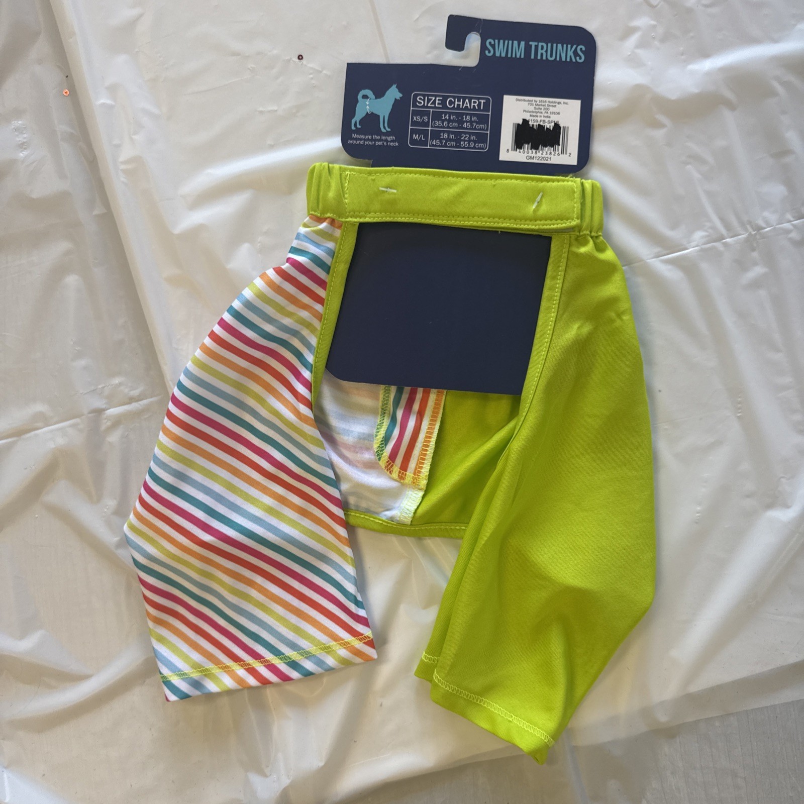 Dog / Pet Swim Trunks Size M/L Shorts NWT Summer Neon Green / Rainbow Pet Puppy Item image 2