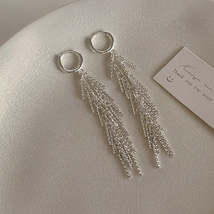 All-matching Thin-looking Earrings Silver Tassel Earrings Female Light L... - £5.69 GBP