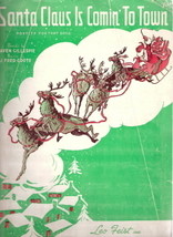 Santa Claus is Comin&#39; to Town Music by J. Fred Coots Piano Guitar - $20.00