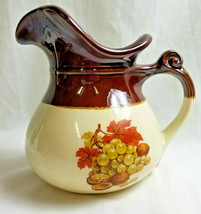 McCoy  USA Art Pottery Large Picture Vase Harvest Fruit &amp; Nuts Brown 7” Signed - £51.87 GBP