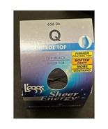 L&#39;eggs Leegs Sheer Energy Control Top Sheer Toe Off Black size Q 65606 F... - $278.39 MXN