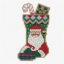 Santa&#39;s Sparkling Stocking Stitch Kit - Festive Cross Stitch Ornament with Beads - $46.48