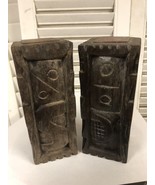 Tall vintage Tiki shakers 5&quot; carved wooden salt pepper set - $19.79