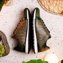 Portici Genuine Crocodile and Lizard Fashion Sneaker Green / Olive image 11