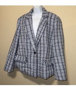 Anne Klein Light Blue Tweed Jacket Blazer One Button Size XL NEW - $207.16 CAD