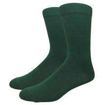 Solid Color Crew Cotton Dress Socks - Forest Green - $5.69